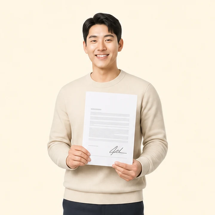 신용불량자 펠리세이드 장기렌트카 서면 견적서를 들고 있는 고객